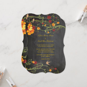 Geel Hibiscus Swallows Floral Chalkboard Weddensch Kaart