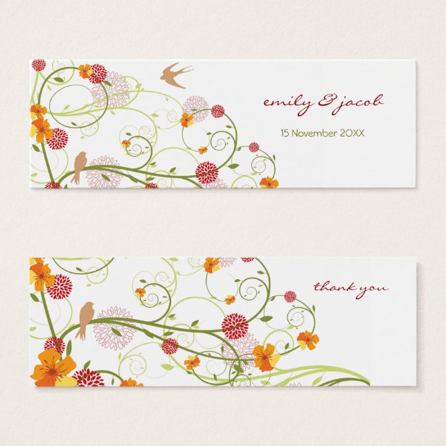 Geel Hibiscus Swirls & Swallows Wedding Gift Label Mini Visitekaartjes (Voorkant /achterkant)