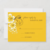 Geel Hibiscus Tropisch Strand Bruiloft RSVP Kaart (Achterkant)