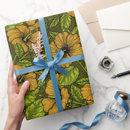 Geel hibiscus verpakkingspapier cadeaupapier (Geschenken)