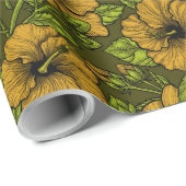 Geel hibiscus verpakkingspapier cadeaupapier (Rol Hoek)
