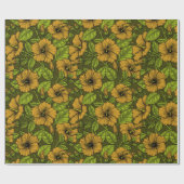 Geel hibiscus verpakkingspapier cadeaupapier (Vlak)
