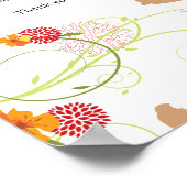 Geel Hibiscus & Zwaluwen Bloemen Huwelijksprogramm Poster (Hoek)