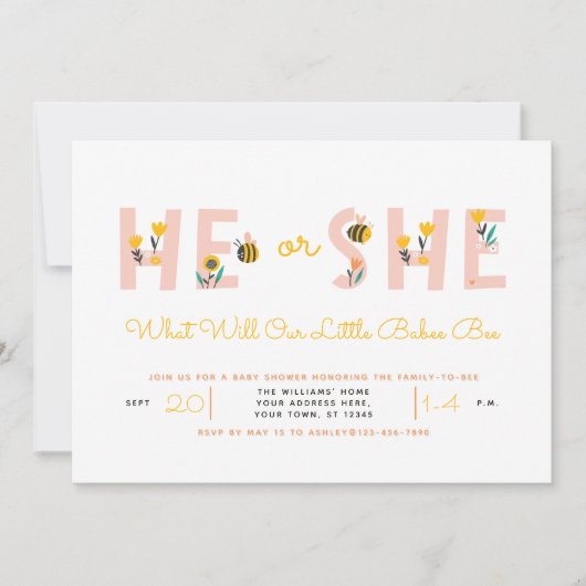 Geel Hij of Zij Wat zal Baby Gender Onthullen Kaart (Voorkant)