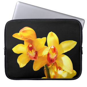 Geel Hoesje voor orchidee cyberorchidee laptop Sleeve