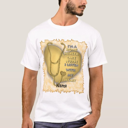 Geel Home Gezondheidszorg aangepaste verpleegkundi T-shirt (Voorkant)