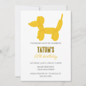 Geel Hondenballon Dier Verjaardagsfeest Kaart (Voorkant)