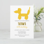 Geel Hondenballon Dier Verjaardagsfeest Kaart (Staand voorkant)