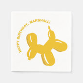 Geel Hondenballon Dier Verjaardagsfeest Servet (Voorkant)