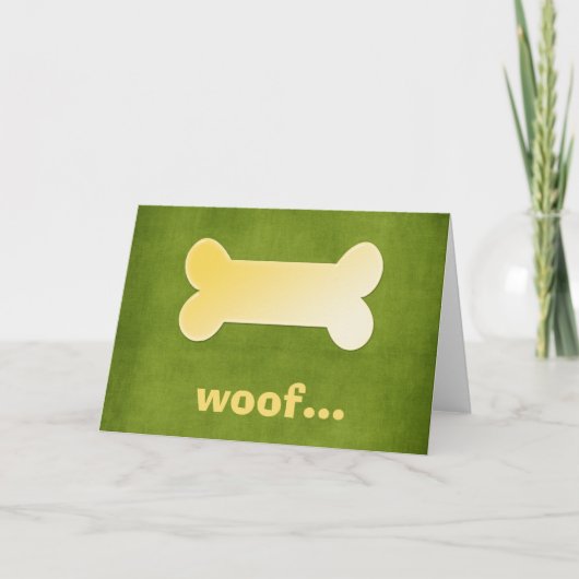 Geel hondenbot *Wof* Blank Wenskaart Kaart (Voorkant)