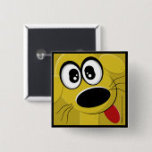 Geel hondengezicht vierkante button 5,1 cm (Voorkant /achterkant)