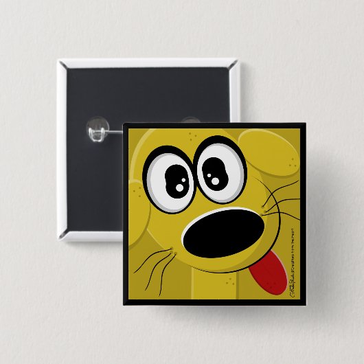 Geel hondengezicht vierkante button 5,1 cm (Voorkant /achterkant)