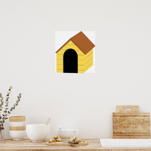 Geel hondenhok Poster (Keuken)