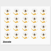 Geel Honey Bee Thema Verjaardagsfeest Ronde Sticker (Vel)