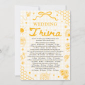 Geel Honing Bij Bruiloft Trivia Spel Kaart (Voorkant)