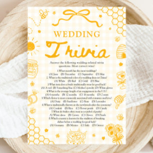 Geel Honing Bij Bruiloft Trivia Spel Kaart
