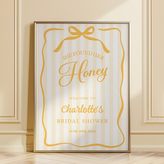 Geel honing bruiloft feest welkom bord poster