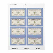Geel Honingbijenetiket Appiary Blue Border Etiket (Full Sheet)