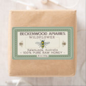 Geel Honingbijenlabel Forest Green Border Etiket (Insitu)
