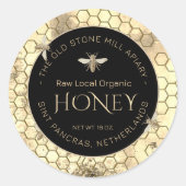 Geel honingraat ( bijen) ronde sticker (Voorkant)