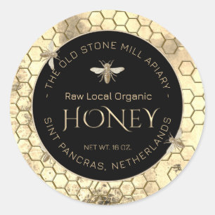 Geel honingraat ( bijen) ronde sticker
