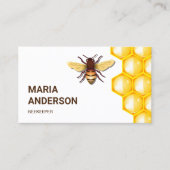 Geel Honingraat Bijenkorf Honing Bijenhouder Visitekaartje (Voorkant)