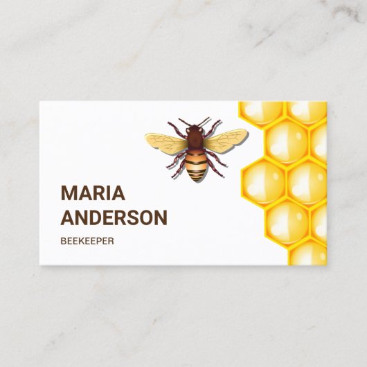Geel Honingraat Bijenkorf Honing Bijenhouder Visitekaartje (Voorkant)