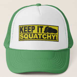 Geel HOUD HET SQUATCHY!  Afdruk "geborduurd" Trucker Pet