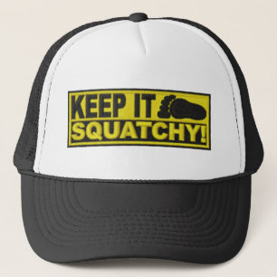 Geel HOUD HET SQUATCHY!  Afdruk "geborduurd" Trucker Pet