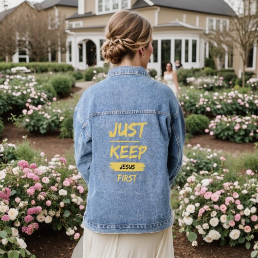 Geel, houd Jezus eerst Denim Jacket (Huwelijk Achterkant)
