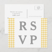 Geel houndstooth Wedding RSVP Briefkaart (Voorkant / Achterkant)