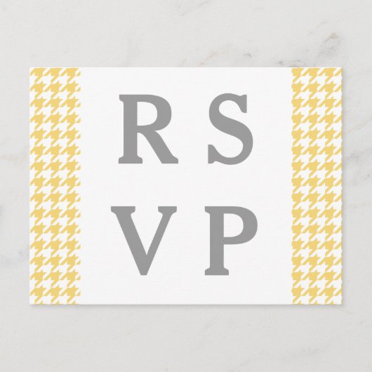 Geel houndstooth Wedding RSVP Briefkaart (Voorkant)