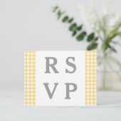 Geel houndstooth Wedding RSVP Briefkaart (Staand voorkant)
