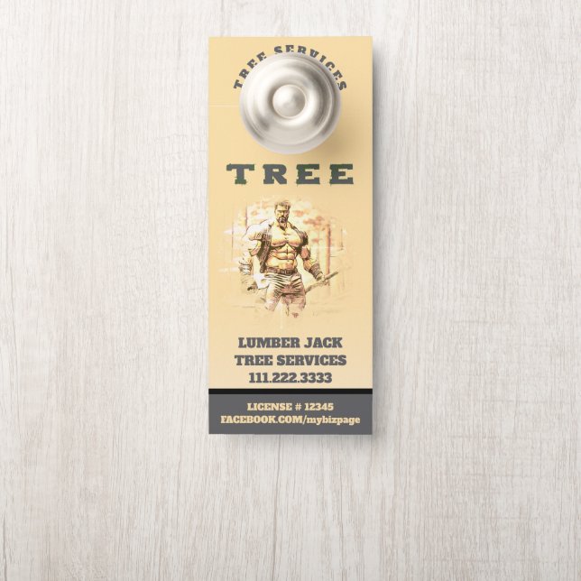 *~* Geel hout Jack Tree Tree Services QR Deur Deurhanger (Op knop)