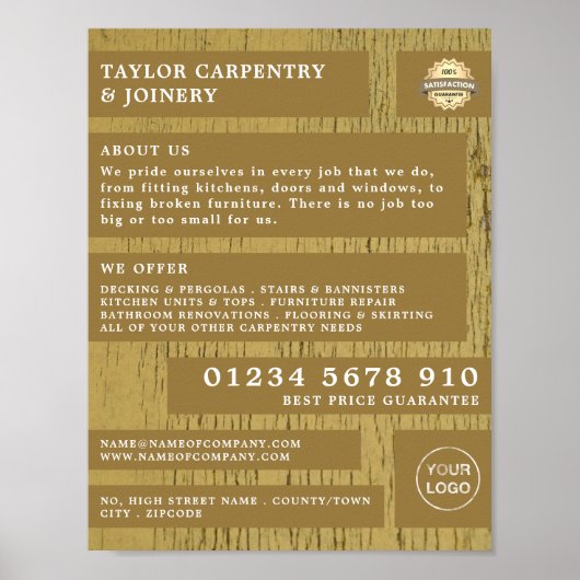 Geel hout, timmerhout, timmerhout, timmerhout, Adv Poster (Voorkant)