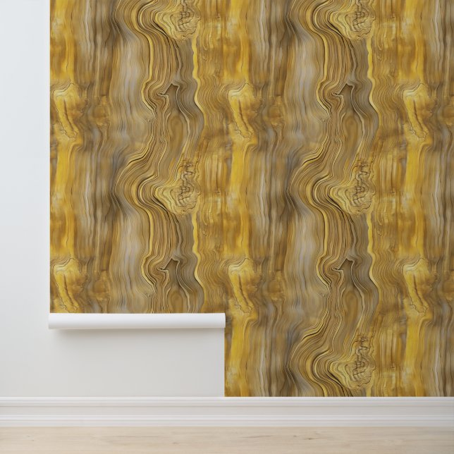 Geel Houten Bordpatroon Behang (Applicatie)