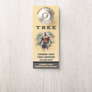 *~* Geel Houten Jack Tree Services QR Deur Deurhanger