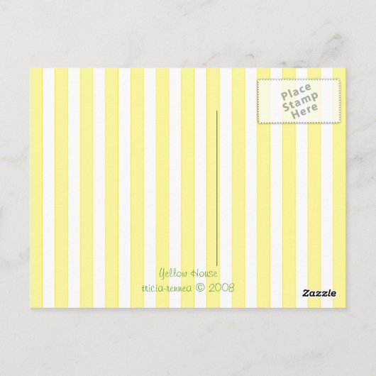 Geel huis briefkaart (Achterkant)