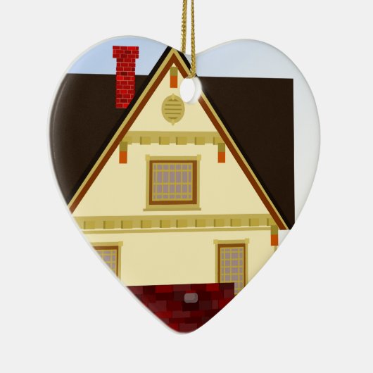 Geel huis keramisch ornament (Rechts)
