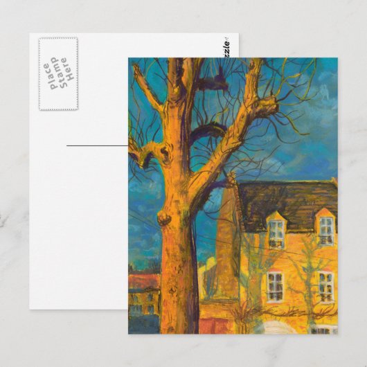 Geel huis Oude boom Landschap Normandië Frankrijk Briefkaart (Voorkant / Achterkant)