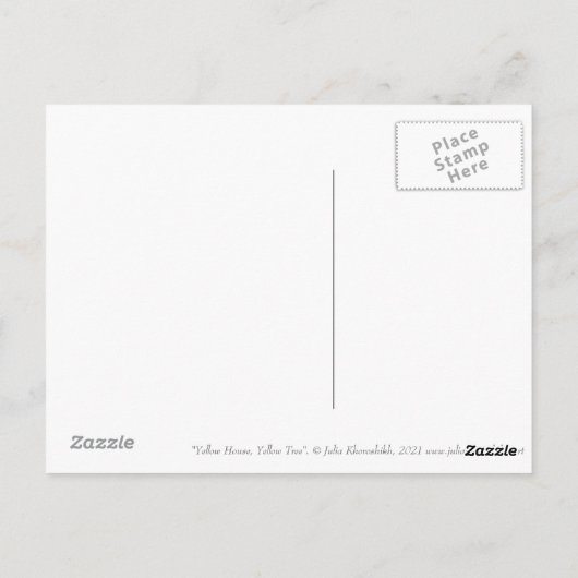 Geel huis Oude boom Landschap Normandië Frankrijk Briefkaart (Achterkant)