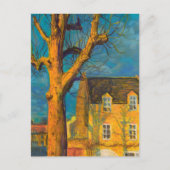 Geel huis Oude boom Landschap Normandië Frankrijk Briefkaart (Voorkant)