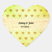 Geel Huwelijk Verjaardag Gouden Harten Sticker (Voorkant)
