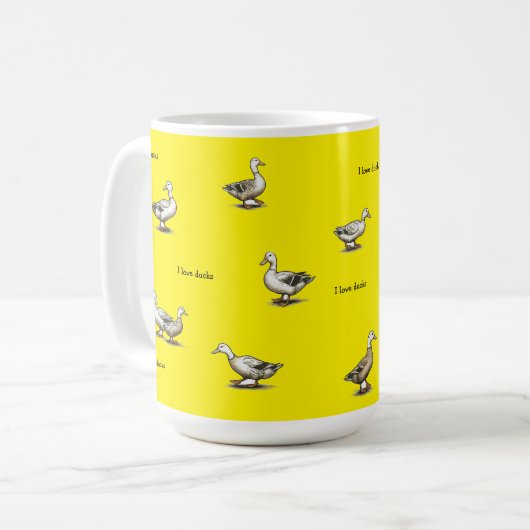 Geel Ik Hou Van Eenden Koffiemok (Voorkant links)