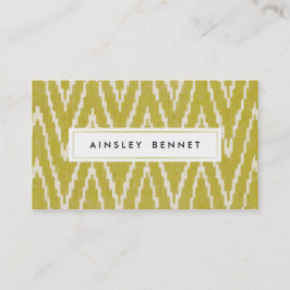 Geel Ikat Chevron Patterned Visitekaartjes