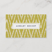 Geel Ikat Chevron Patterned Visitekaartjes (Voorkant)