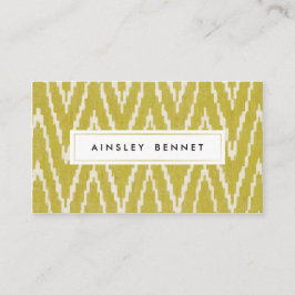 Geel Ikat Chevron Patterned Visitekaartjes