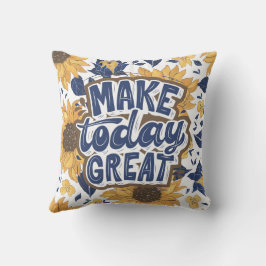 Geel Illustratie Bloemvierkant Kussen