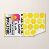 Geel, in mijn hoofd speel ik Pickleball Court Handdoek (Handdoek)