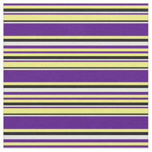 Geel, indigoes, mint-crème en zwarte strepen stof